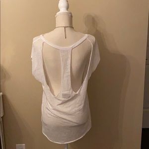 Sheer white Chaser tshirt with open back, S